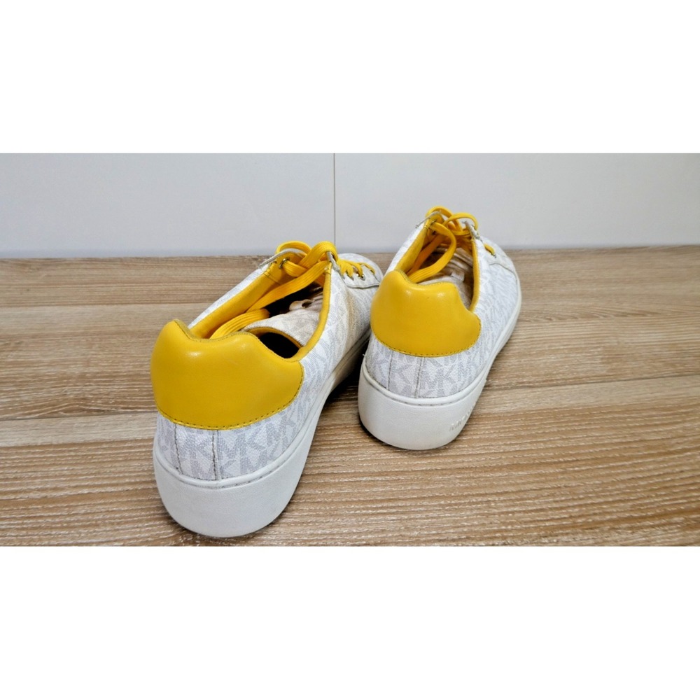 Michael Kors POPPY Monogram Lace-Up size 9M -White & Yellow - Picture 4 of 9